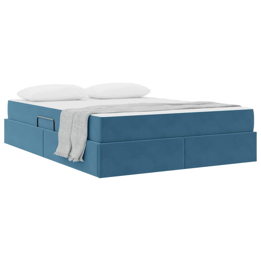 Opbergbed met matras Donkerblauw 140 x 200 cm Fluweel
