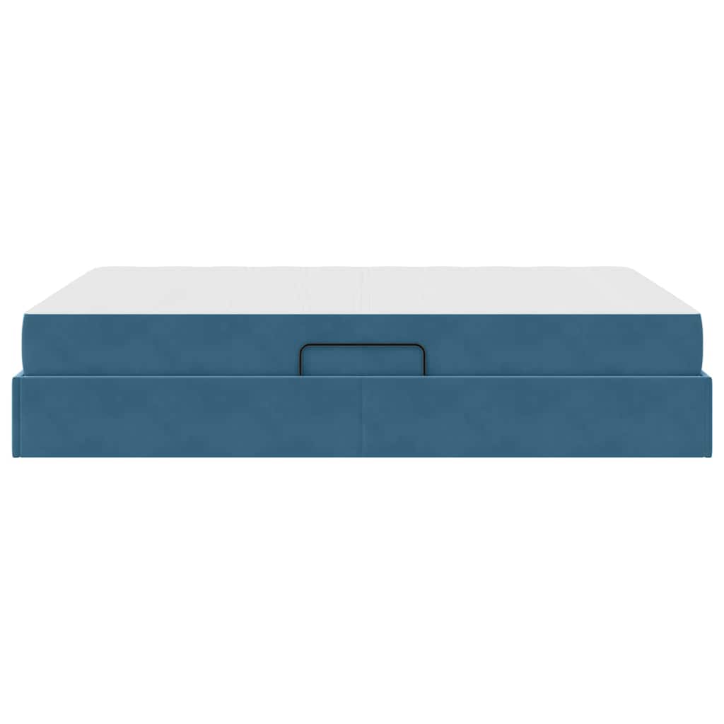 Opbergbed met matras Donkerblauw 140 x 200 cm Fluweel