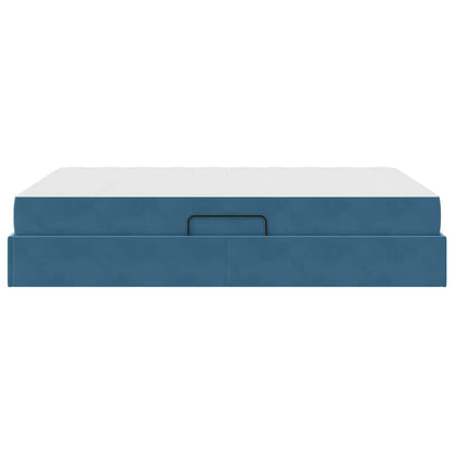 Opbergbed met matras Donkerblauw 140 x 200 cm Fluweel