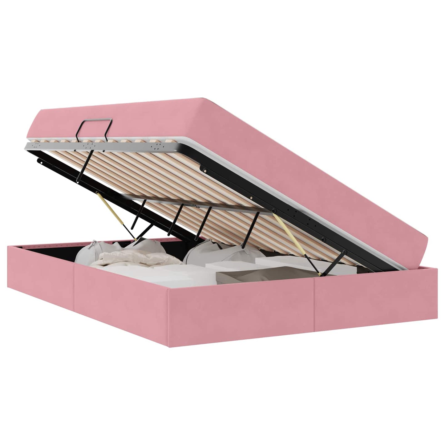 Opbergbed met matras met matras Roze 140 x 200 cm Fluweel