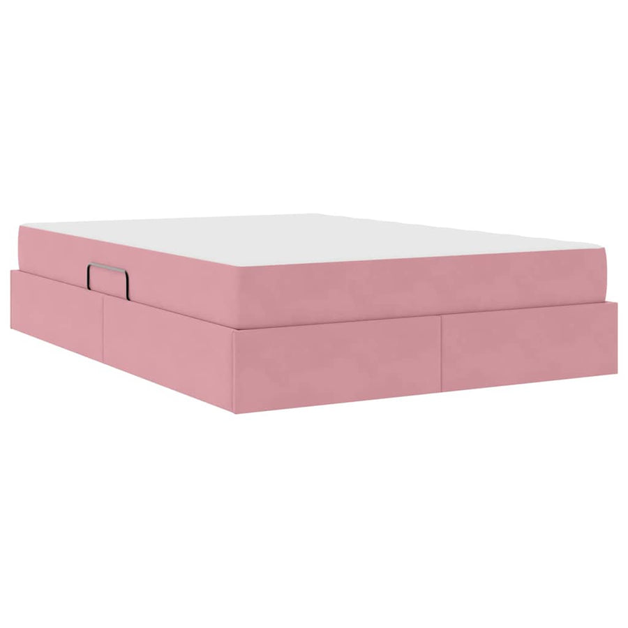 Opbergbed met matras met matras Roze 140 x 200 cm Fluweel