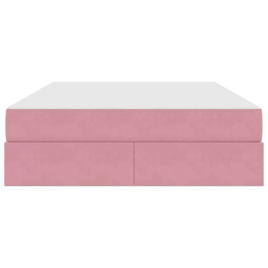 Opbergbed met matras met matras Roze 140 x 200 cm Fluweel