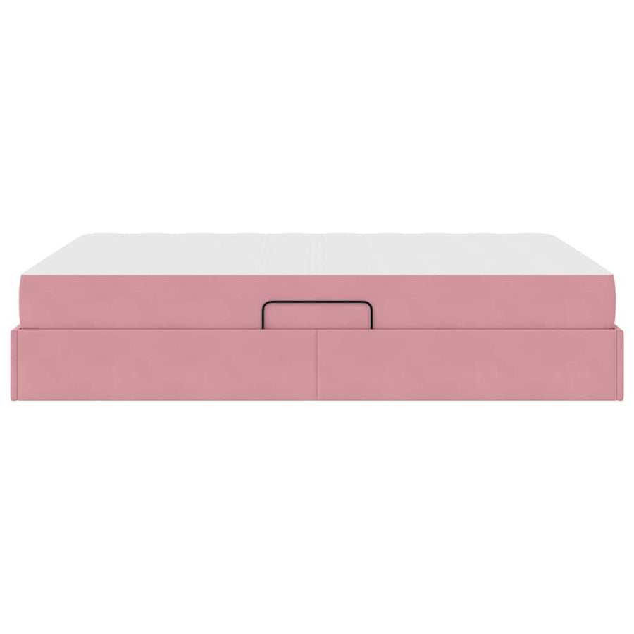 Opbergbed met matras met matras Roze 140 x 200 cm Fluweel