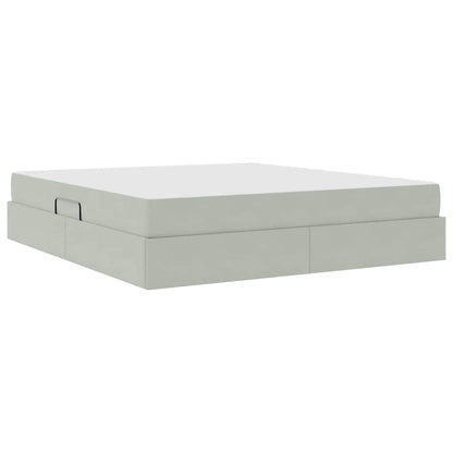 Opbergbed met matras met matras Lichtgrijs 160 x 200 cm Fluweel