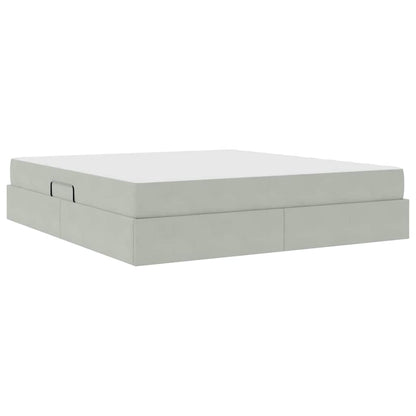 Opbergbed met matras met matras Lichtgrijs 160 x 200 cm Fluweel