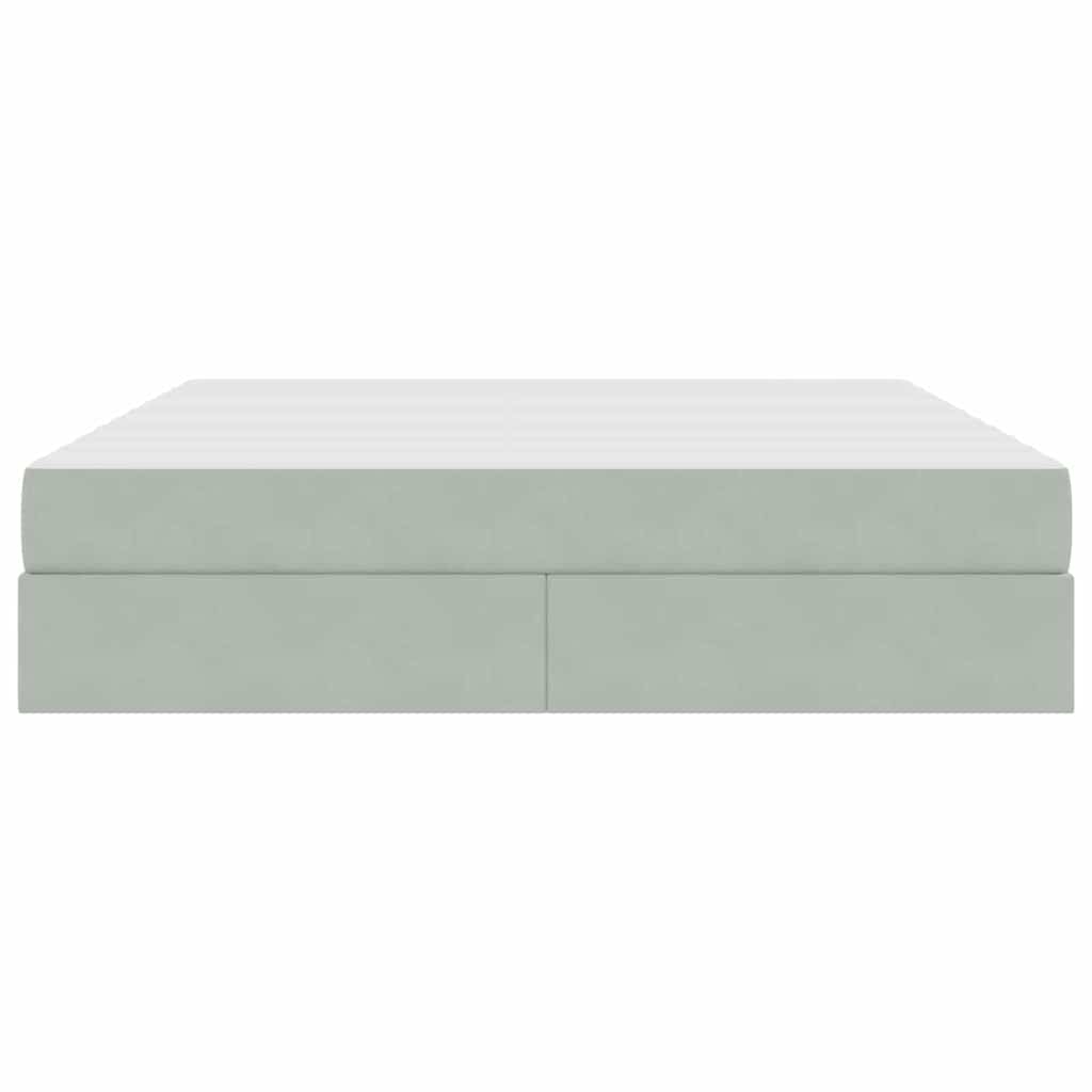 Opbergbed met matras met matras Lichtgrijs 160 x 200 cm Fluweel