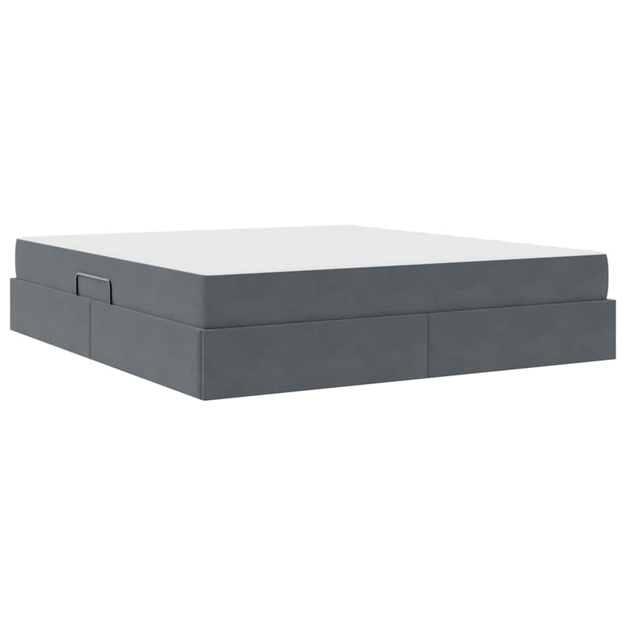 Opbergbed met matras Donkergrijs 160 x 200 cm Fluweel