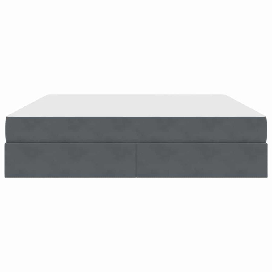 Opbergbed met matras Donkergrijs 160 x 200 cm Fluweel