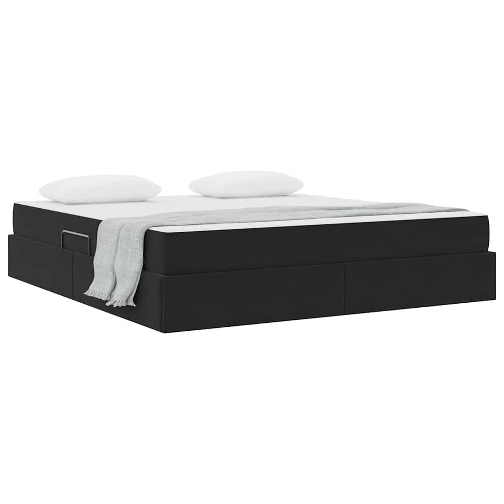 Opbergbed met matras met matras Zwart 160 x 200 cm Fluweel