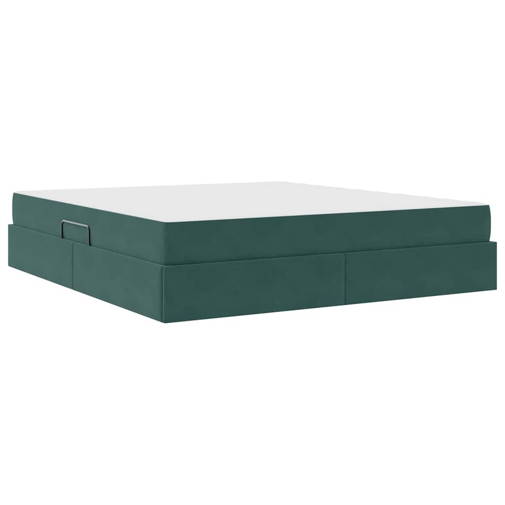 Opbergbed met matras Donkergroen 160 x 200 cm Fluweel