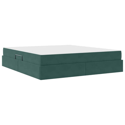 Opbergbed met matras Donkergroen 160 x 200 cm Fluweel