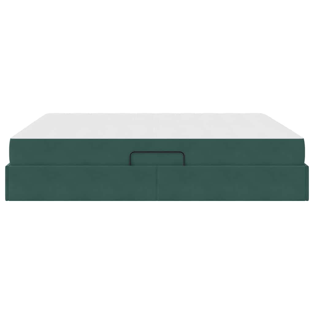 Opbergbed met matras Donkergroen 160 x 200 cm Fluweel