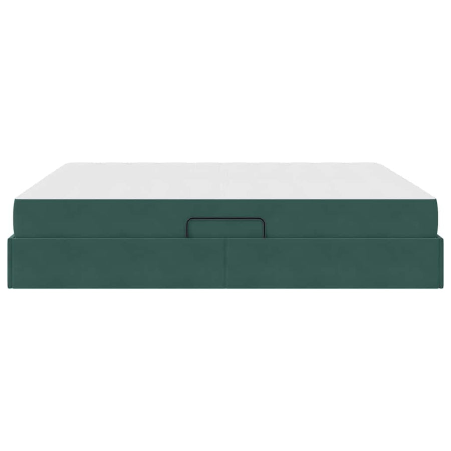 Opbergbed met matras Donkergroen 160 x 200 cm Fluweel