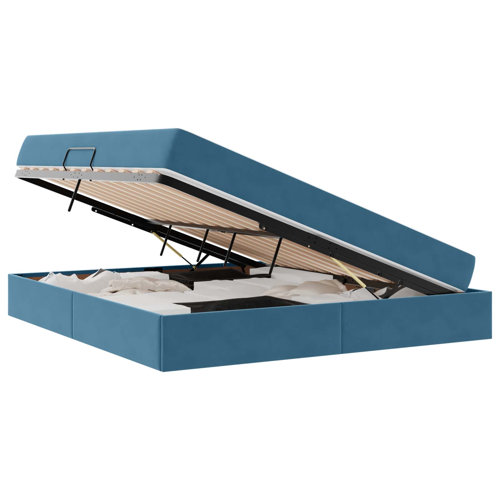Opbergbed met matras Donkerblauw 160 x 200 cm Fluweel