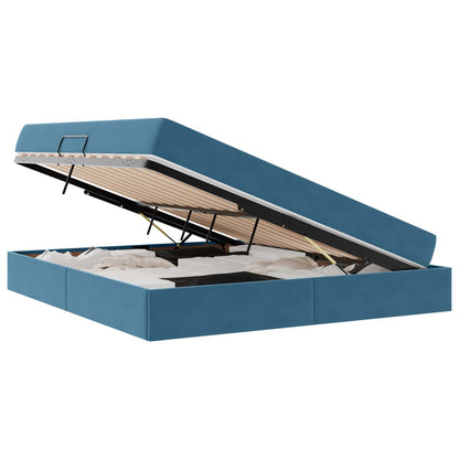 Opbergbed met matras Donkerblauw 160 x 200 cm Fluweel