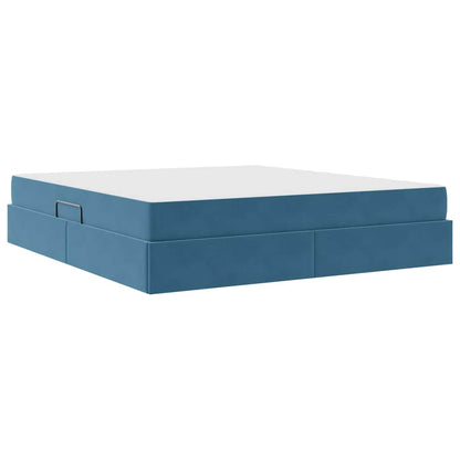 Opbergbed met matras Donkerblauw 160 x 200 cm Fluweel