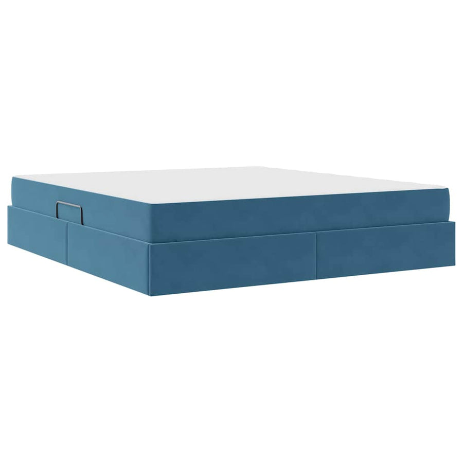 Opbergbed met matras Donkerblauw 160 x 200 cm Fluweel