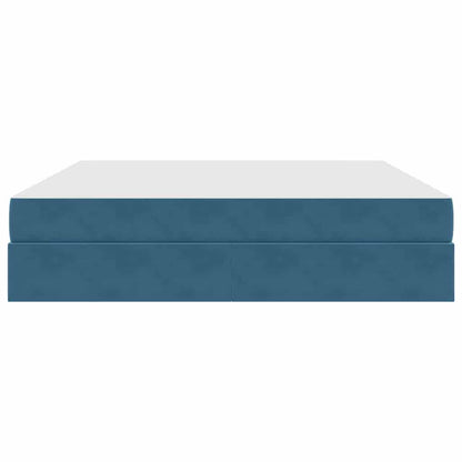 Opbergbed met matras Donkerblauw 160 x 200 cm Fluweel