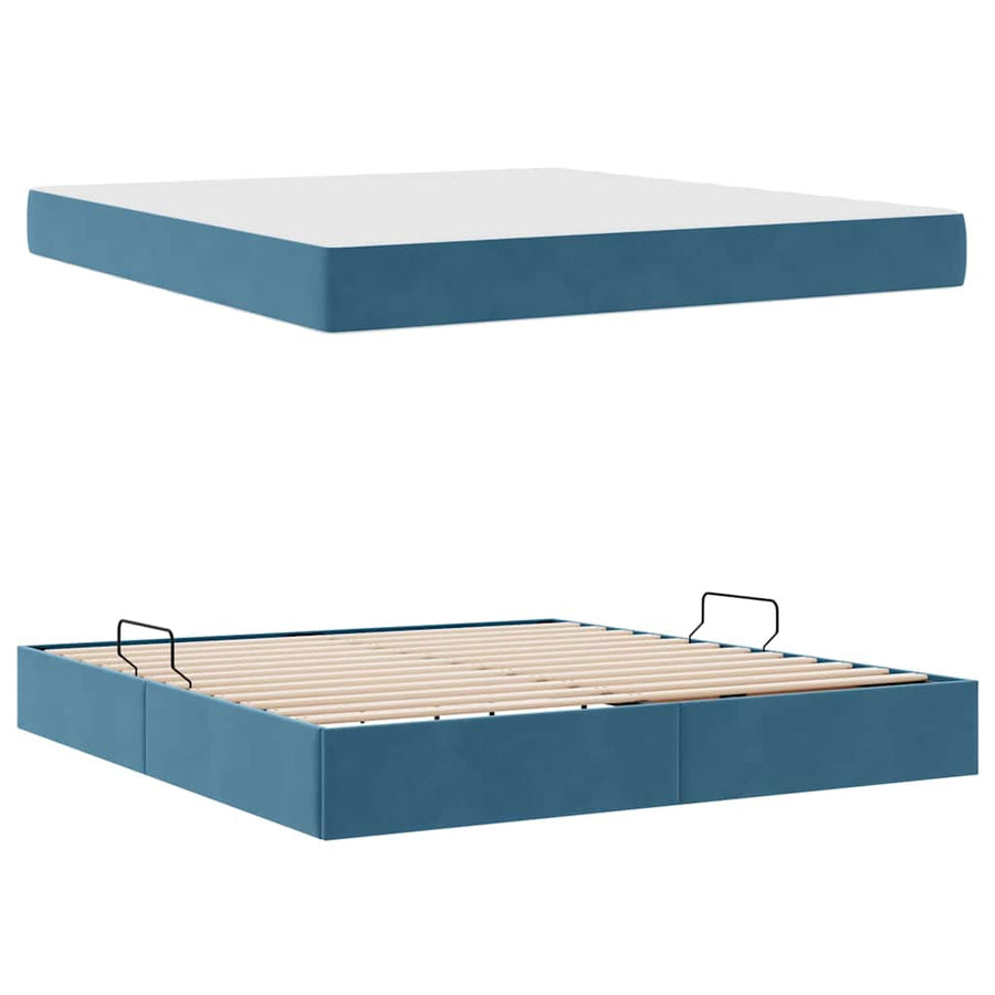 Opbergbed met matras Donkerblauw 160 x 200 cm Fluweel