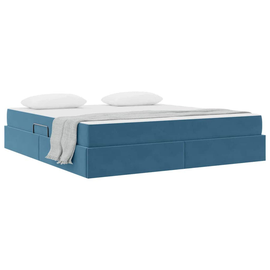 Opbergbed met matras Donkerblauw 160 x 200 cm Fluweel
