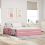 Opbergbed 160x200 cm roze fluweel