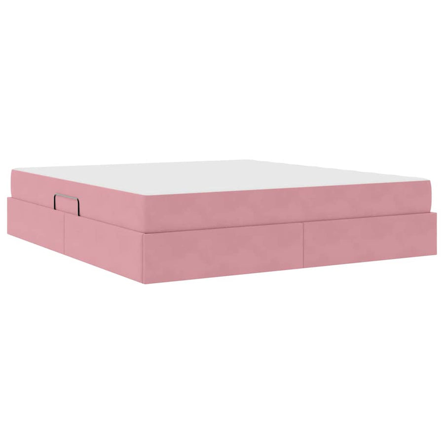 Opbergbed met matras met matras Roze 160 x 200 cm Fluweel