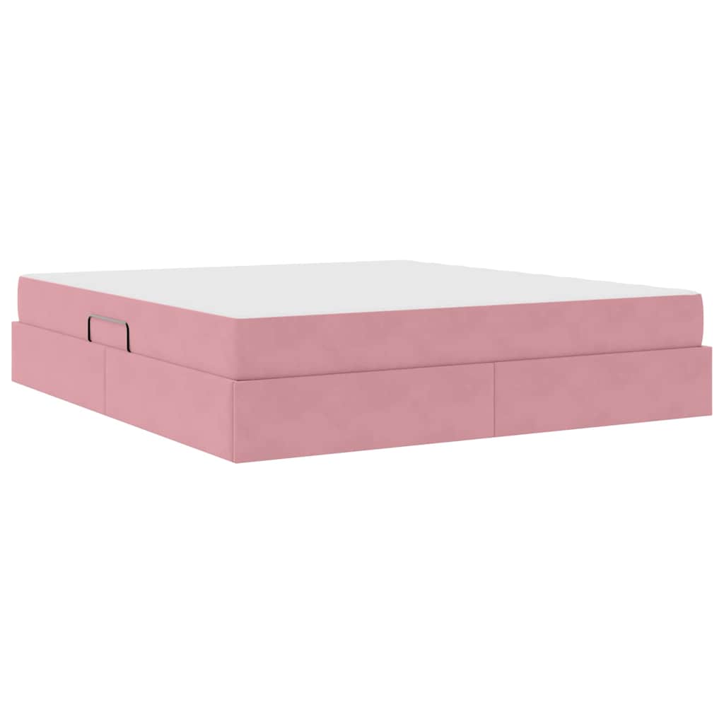 Opbergbed met matras met matras Roze 160 x 200 cm Fluweel