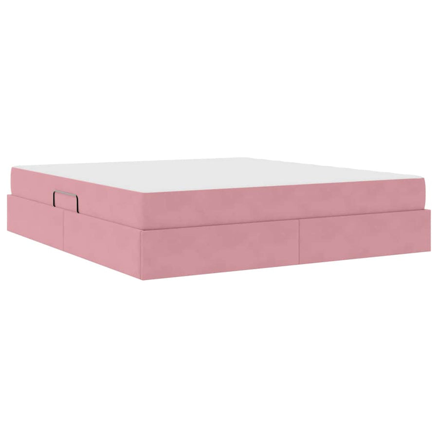 Opbergbed met matras met matras Roze 160 x 200 cm Fluweel