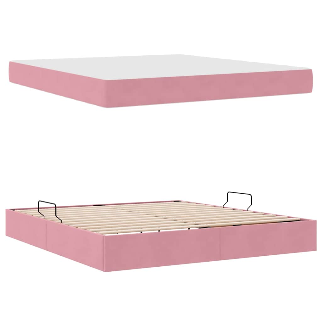 Opbergbed met matras met matras Roze 160 x 200 cm Fluweel