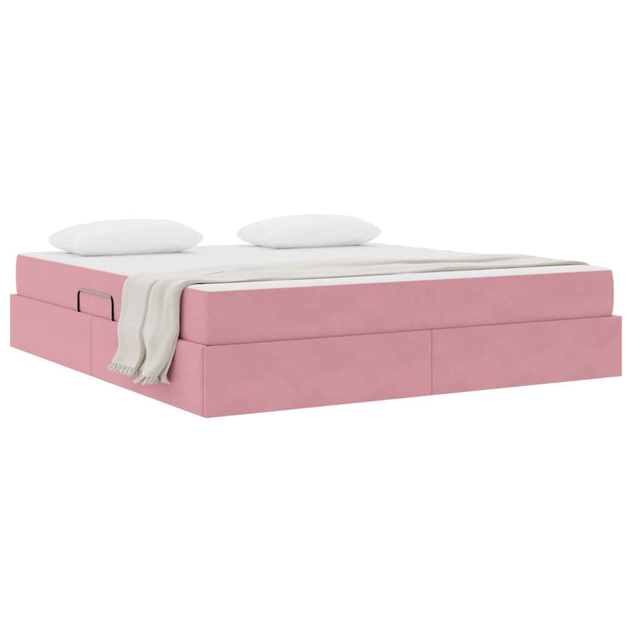 Opbergbed met matras met matras Roze 160 x 200 cm Fluweel
