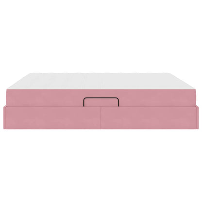 Opbergbed met matras met matras Roze 160 x 200 cm Fluweel