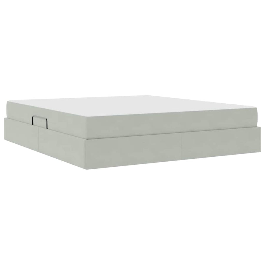 Opbergbed met matras met matras Lichtgrijs 180 x 200 cm Fluweel