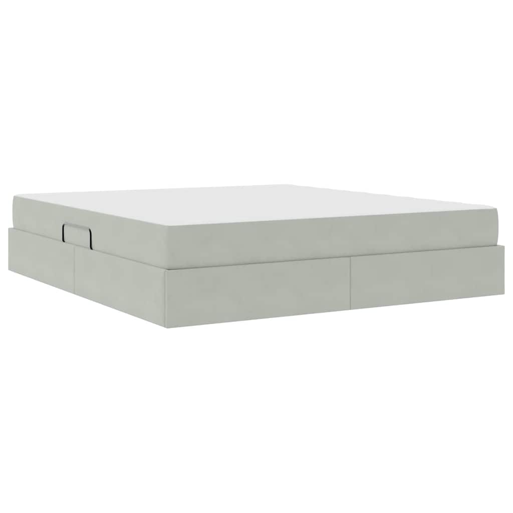 Opbergbed met matras met matras Lichtgrijs 180 x 200 cm Fluweel