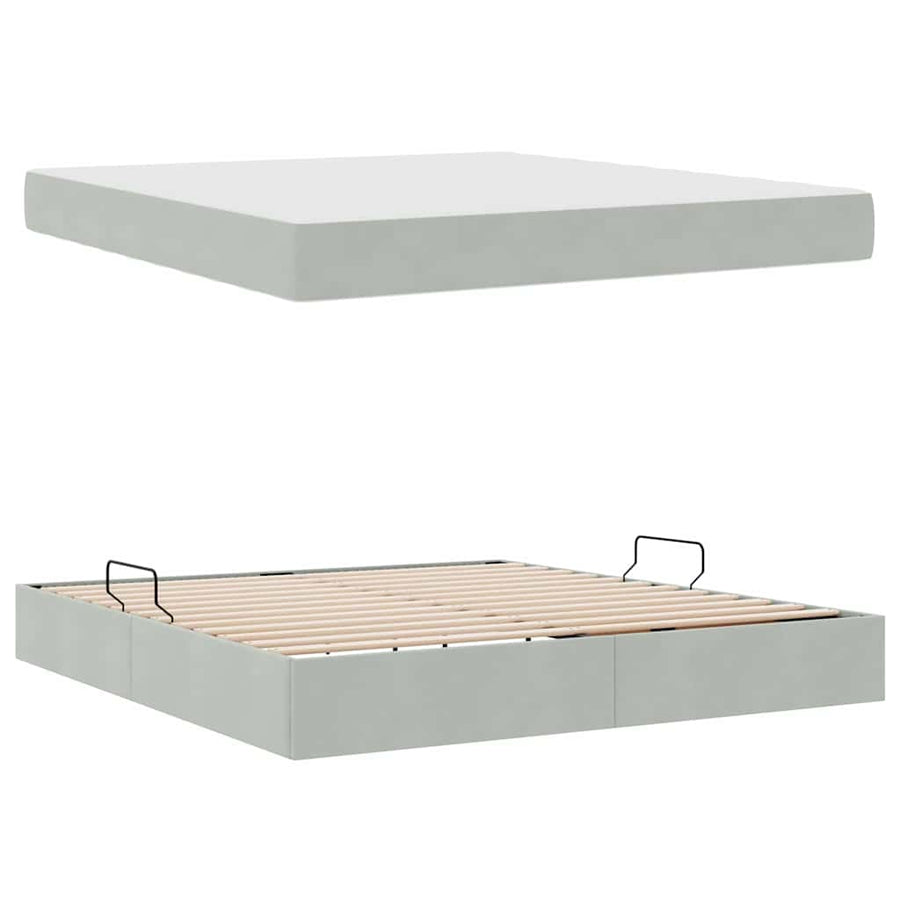 Opbergbed met matras met matras Lichtgrijs 180 x 200 cm Fluweel