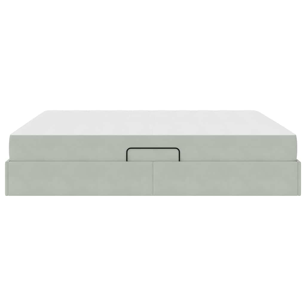 Opbergbed met matras met matras Lichtgrijs 180 x 200 cm Fluweel