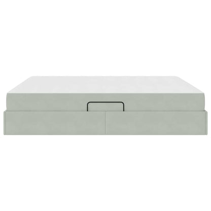 Opbergbed met matras met matras Lichtgrijs 180 x 200 cm Fluweel