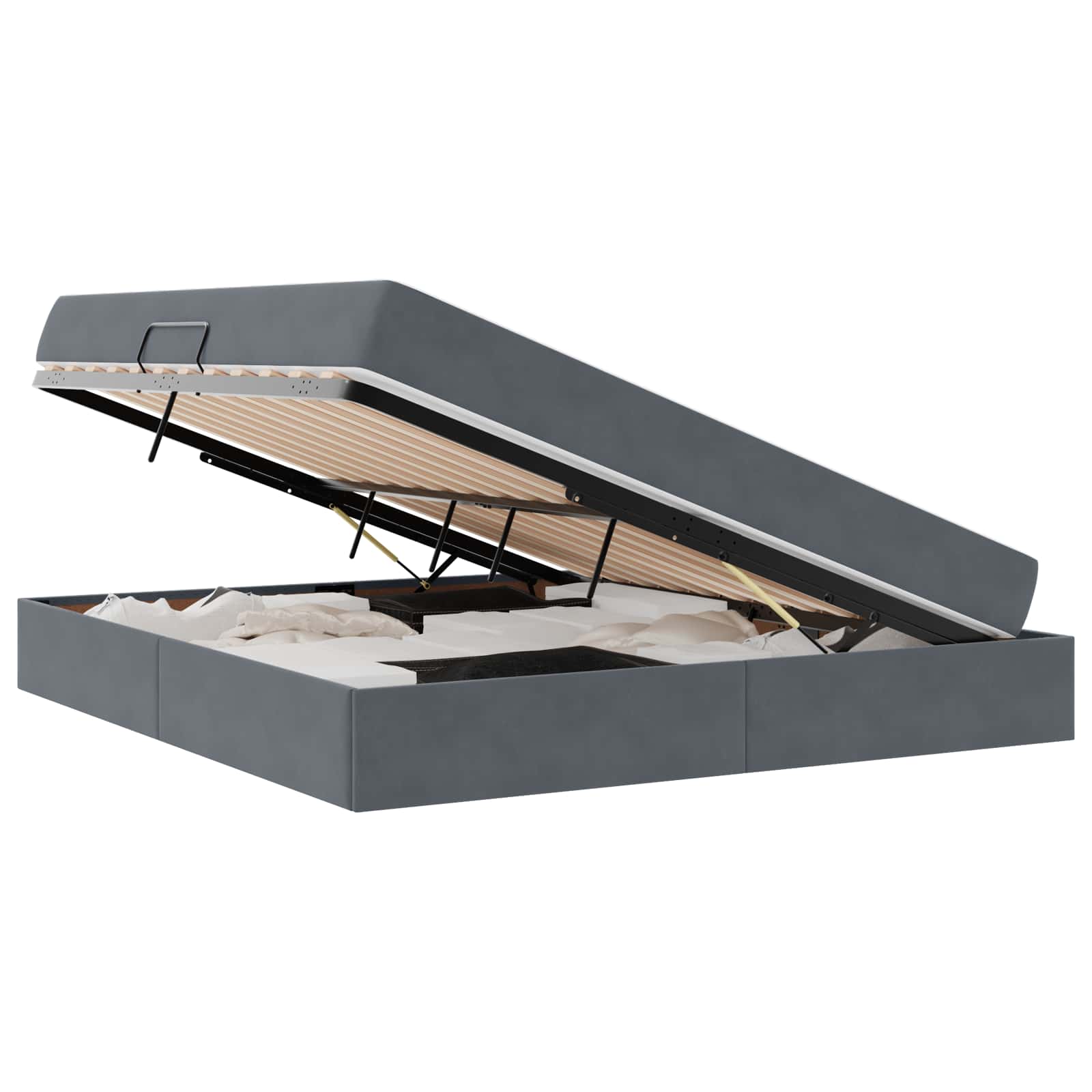 Opbergbed met matras Donkergrijs 180 x 200 cm Fluweel
