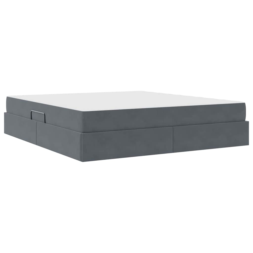 Opbergbed met matras Donkergrijs 180 x 200 cm Fluweel