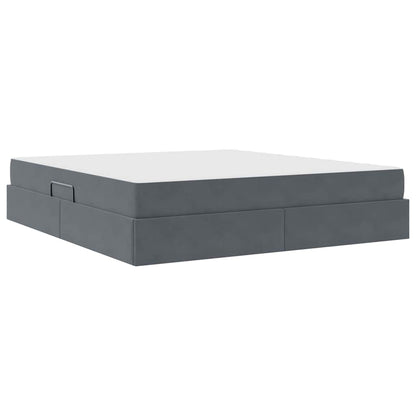 Opbergbed met matras Donkergrijs 180 x 200 cm Fluweel