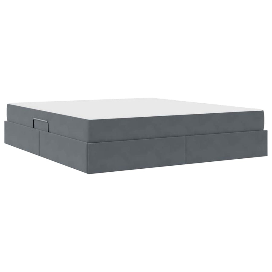 Opbergbed met matras Donkergrijs 180 x 200 cm Fluweel