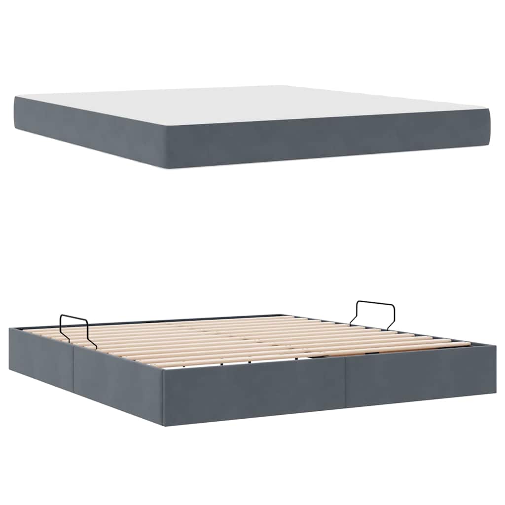 Opbergbed met matras Donkergrijs 180 x 200 cm Fluweel