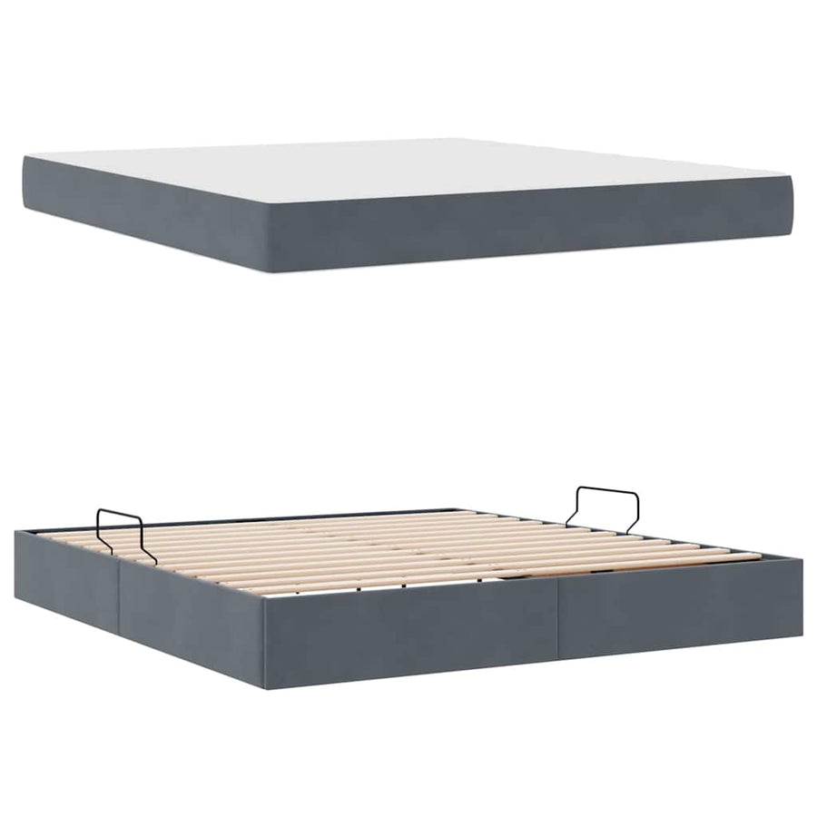 Opbergbed met matras Donkergrijs 180 x 200 cm Fluweel