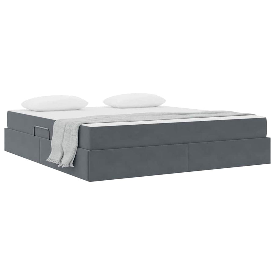 Opbergbed met matras Donkergrijs 180 x 200 cm Fluweel