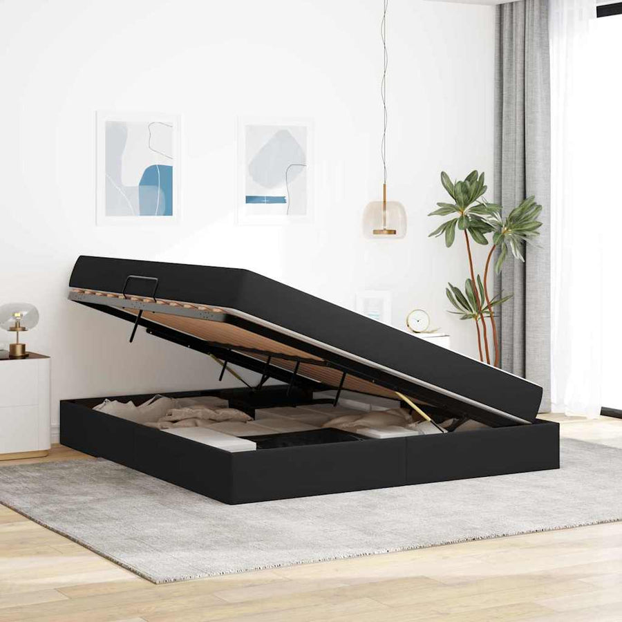 Opbergbed met matras met matras Zwart 180 x 200 cm Fluweel