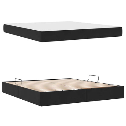 Opbergbed met matras met matras Zwart 180 x 200 cm Fluweel