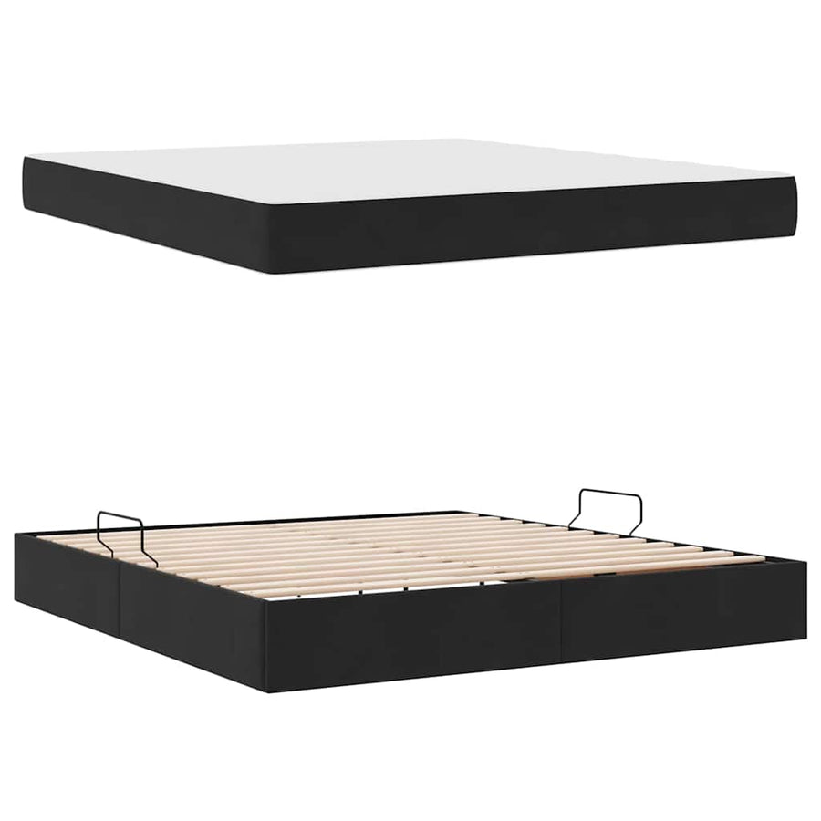 Opbergbed met matras met matras Zwart 180 x 200 cm Fluweel