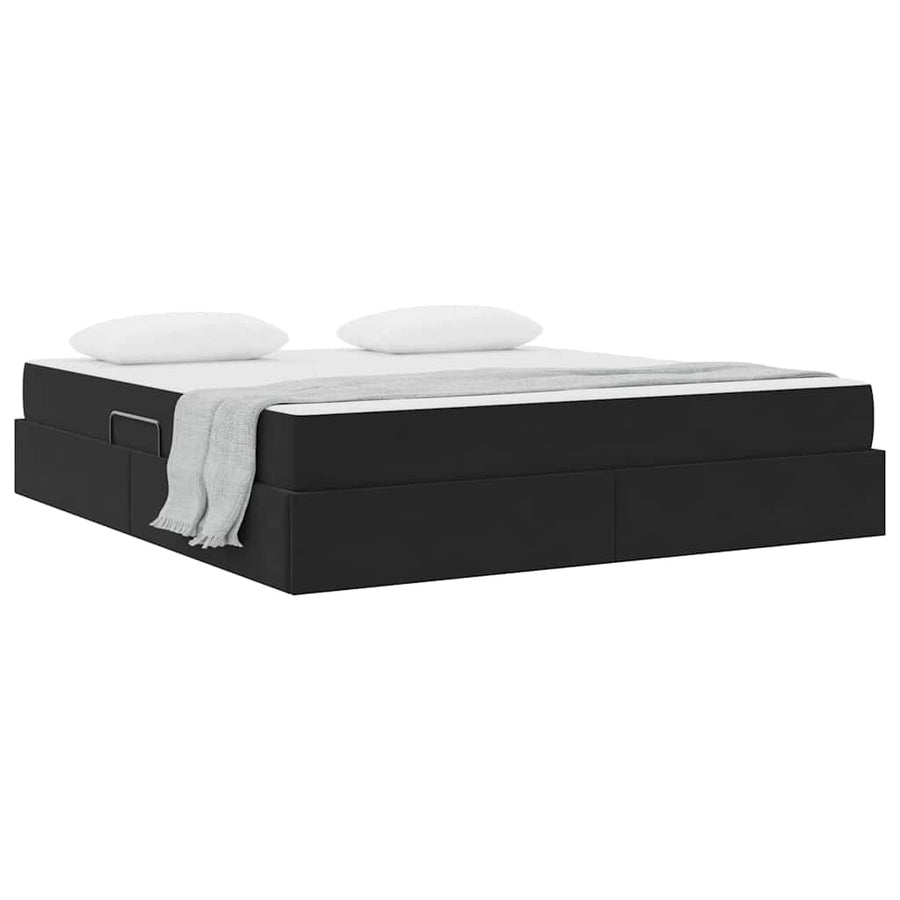 Opbergbed met matras met matras Zwart 180 x 200 cm Fluweel