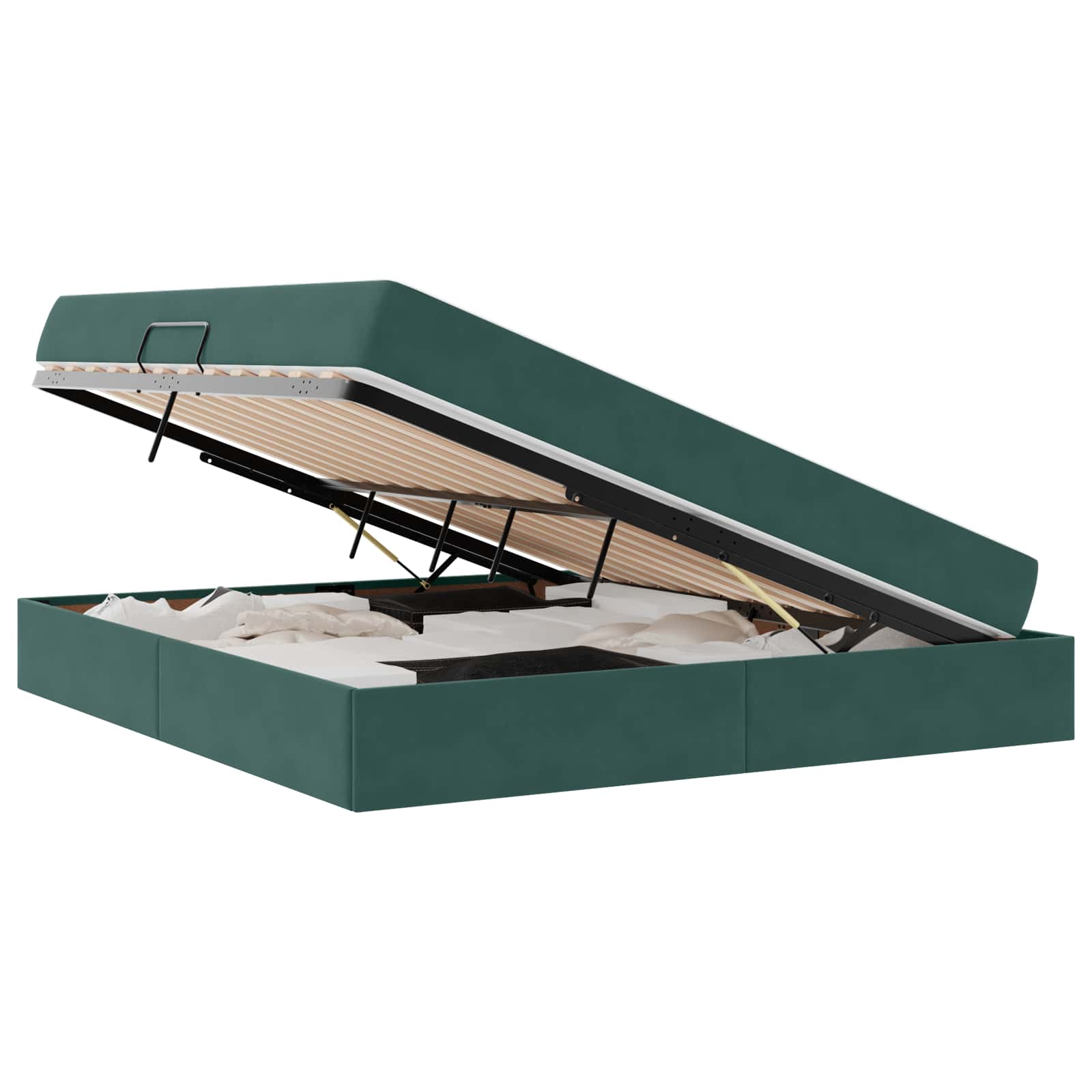 Opbergbed met matras Donkergroen 180 x 200 cm Fluweel
