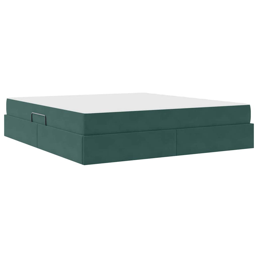 Opbergbed met matras Donkergroen 180 x 200 cm Fluweel