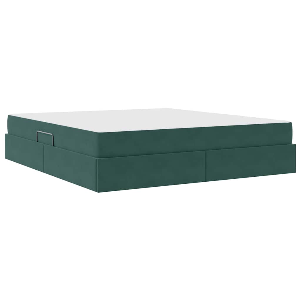 Opbergbed met matras Donkergroen 180 x 200 cm Fluweel